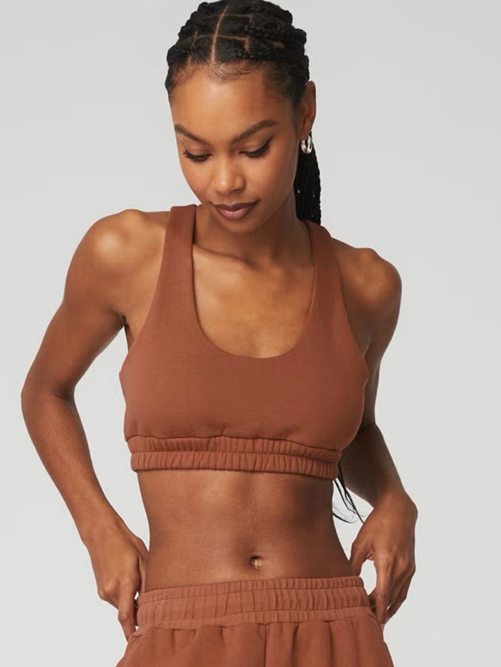 NWT ALO Yoga Scoop Neck Sweatshirt Bra XS in Rust